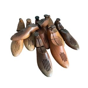 Vintage Wooden Shoe Trees Lot Mixed Brands Florsheim Stetson Stretcher Set of 8